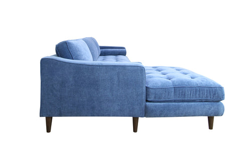 1st Choice Modern Elegant Laf Living Room Sectional in Denim Blue