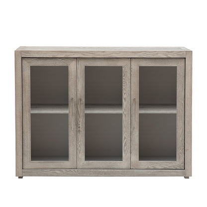 1st Choice Wood Storage Cabinet with Three Tempered Glass Doors in Gray