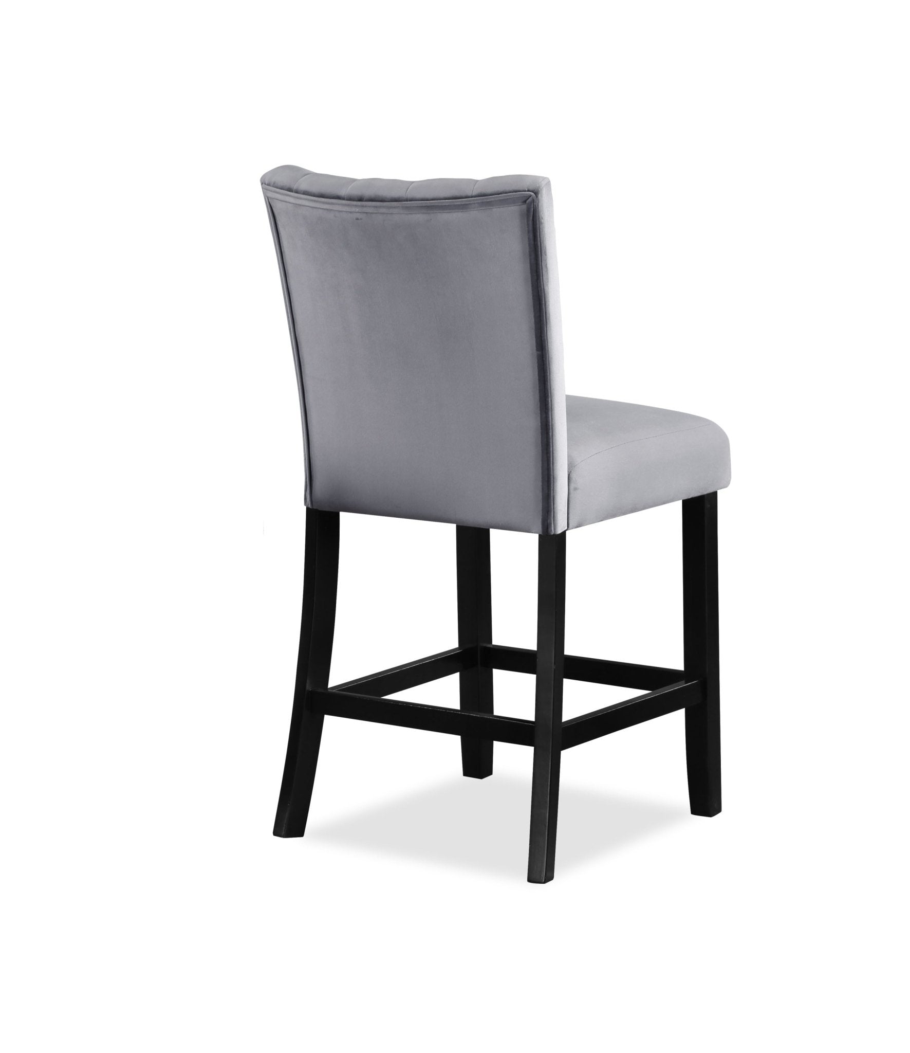 2pc Casual Upholstered Counter Height Velvet Upholstery Chair Channel Tufted Back Wooden Dining Room Furniture Gray Black - 1st Choice Furniture Direct