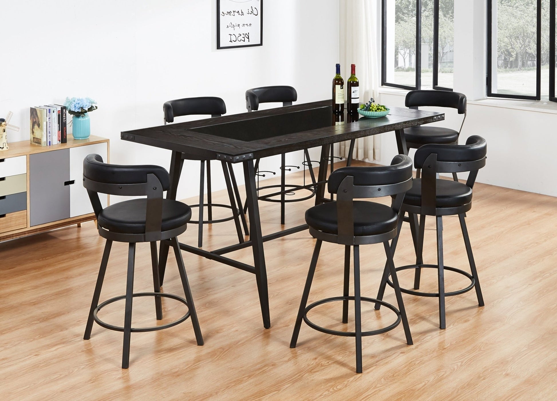 2pc Pub Height 360 - degree Swivel Counter Height Chairs Bar Stool Padded Seats and Backs - 1st Choice Furniture Direct