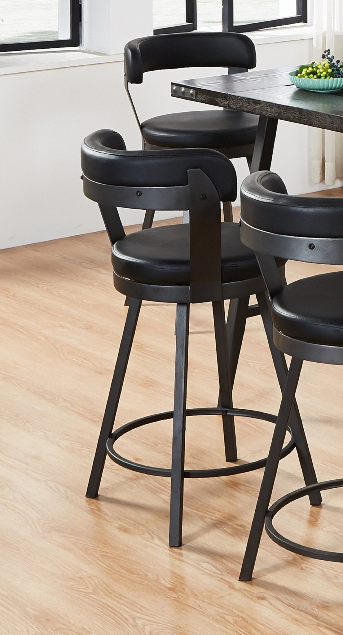2pc Pub Height 360 - degree Swivel Counter Height Chairs Bar Stool Padded Seats and Backs - 1st Choice Furniture Direct