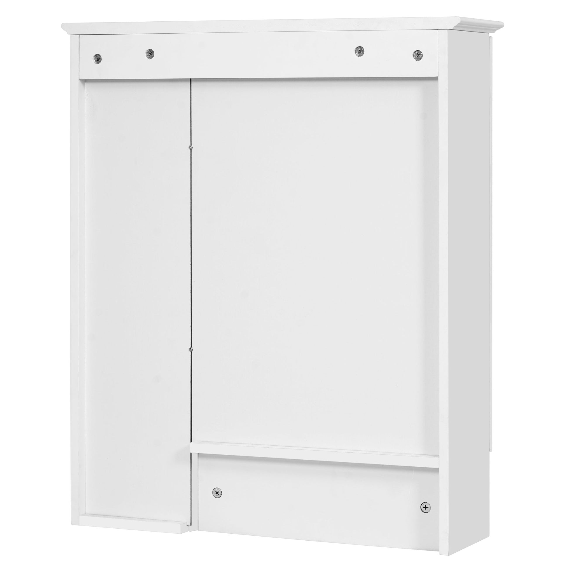 3 - in - 1 Wall - Mounted Bathroom Mirror Cabinet with Adjustable Shelf and Towel Bar, White Solid Wood Finish, 24 - inch Modern Storage Cabinet - 1st Choice Furniture Direct