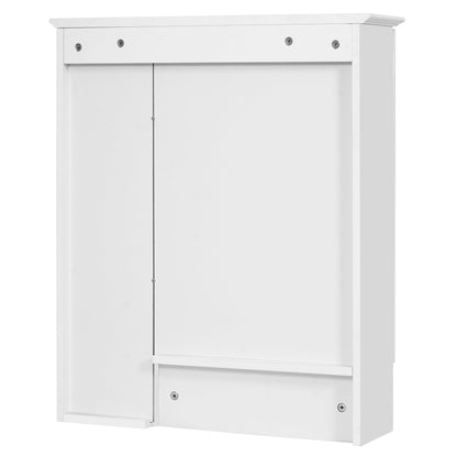 3 - in - 1 Wall - Mounted Bathroom Mirror Cabinet with Adjustable Shelf and Towel Bar, White Solid Wood Finish, 24 - inch Modern Storage Cabinet - 1st Choice Furniture Direct