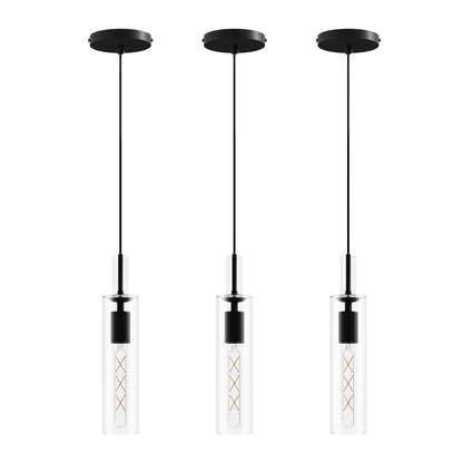 3 Pack Black Pendant Lights Kitchen Island (No Bulbs), Adjustable Modern Glass Pendant Light Over Island, Industrial Pendant Light Fixtures for Dining Room Hallway Bedroom Living Room - 1st Choice Furniture Direct