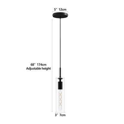 3 Pack Black Pendant Lights Kitchen Island (No Bulbs), Adjustable Modern Glass Pendant Light Over Island, Industrial Pendant Light Fixtures for Dining Room Hallway Bedroom Living Room - 1st Choice Furniture Direct