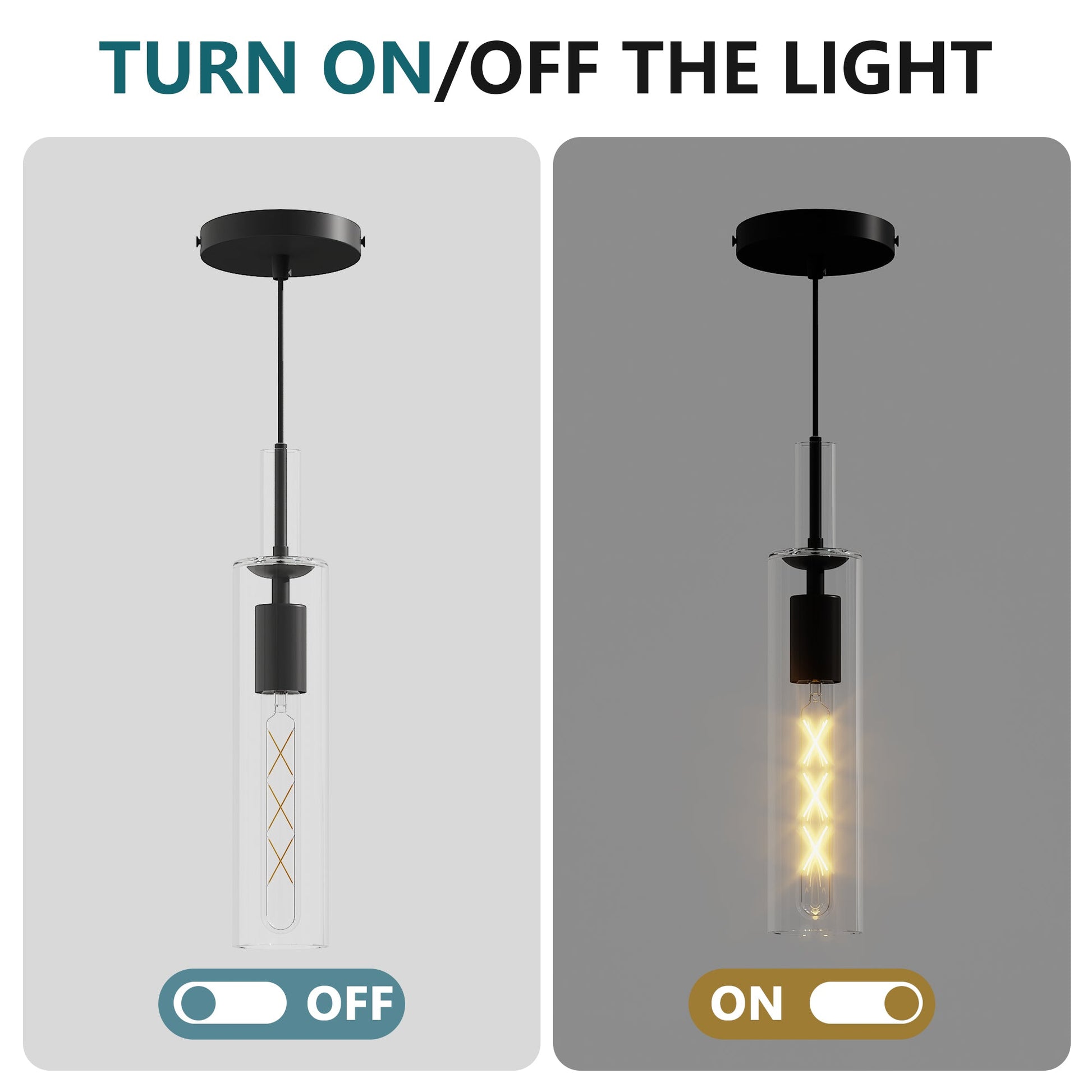 3 Pack Black Pendant Lights Kitchen Island (No Bulbs), Adjustable Modern Glass Pendant Light Over Island, Industrial Pendant Light Fixtures for Dining Room Hallway Bedroom Living Room - 1st Choice Furniture Direct