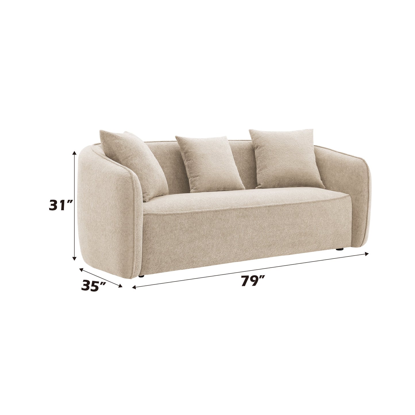 3-Piece Beige Chenille Living Room Set - 1st Choice Furniture Direct