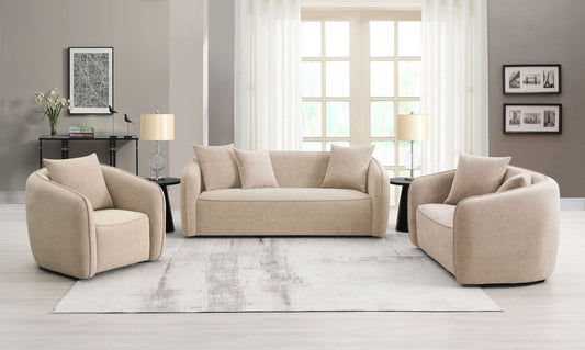 3-Piece Beige Chenille Living Room Set - 1st Choice Furniture Direct