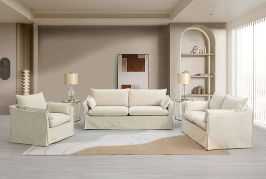 3-Piece Beige Linen Living Room Set - 1st Choice Furniture Direct
