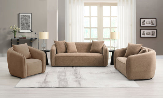 3-Piece Brown Chenille Living Room Set - 1st Choice Furniture Direct