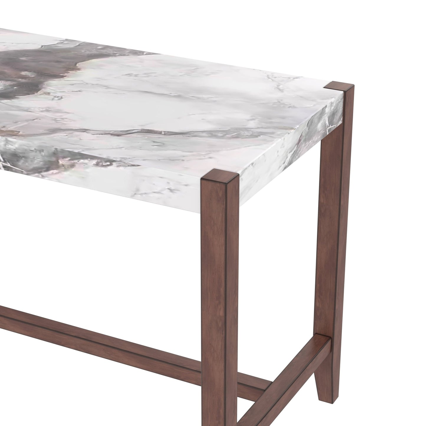 3 - Piece Counter Height Dining Set for 2 | Faux Marble Table & Upholstered Chairs - 1st Choice Furniture Direct