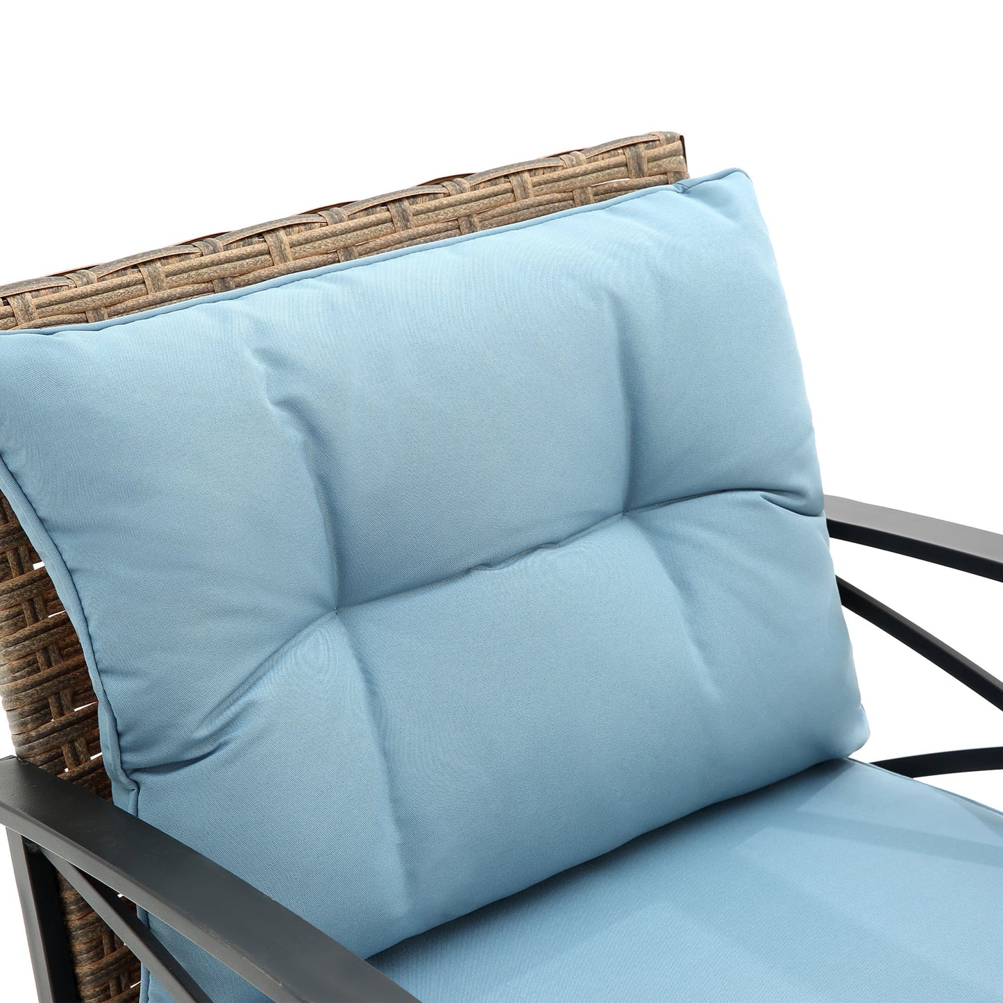 3 Piece Outdoor Rocking Chair Patio Set with Blue Cushions - 1st Choice Furniture Direct