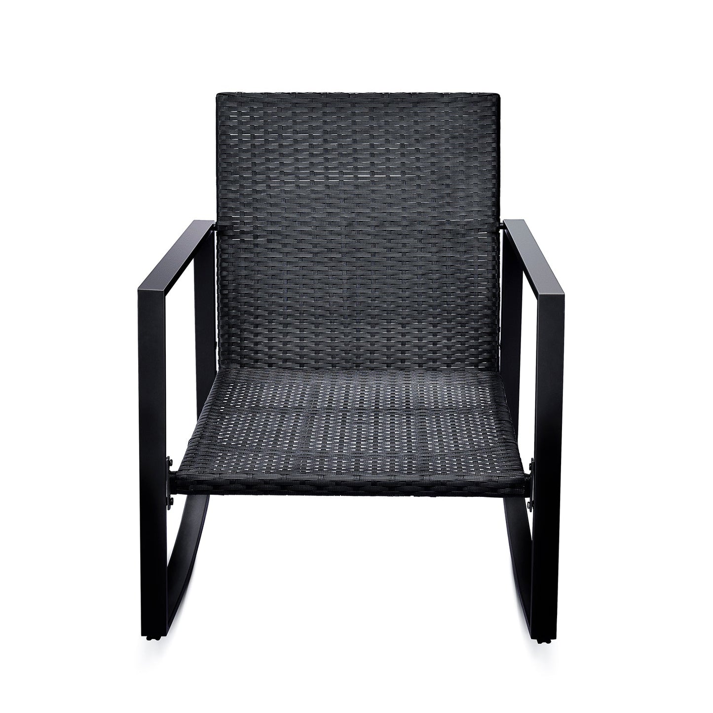 3 Piece Outdoor Wicker Bistro Set with Blue Cushions - 1st Choice Furniture Direct