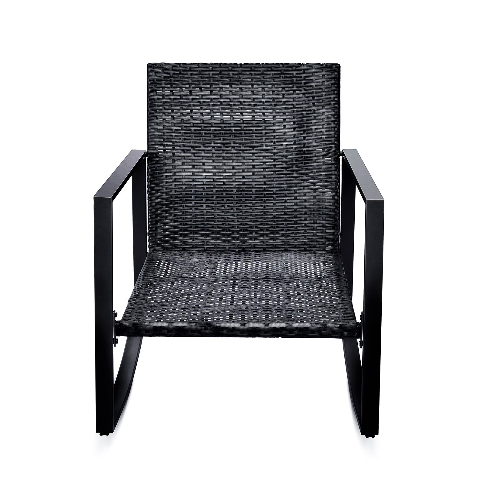 3 Piece Outdoor Wicker Bistro Set with Blue Cushions - 1st Choice Furniture Direct