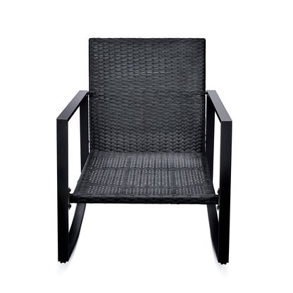 3 Piece Outdoor Wicker Bistro Set with Blue Cushions - 1st Choice Furniture Direct