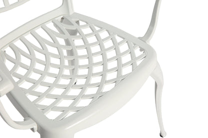 3 Piece Patio Bistro Set Cast Aluminum Bistro Table and Chairs Set of 2 with Umbrella Hole,All Weather Metal Bistro Table Set,Outdoor Patio Furniture Set for Garden with cushion White - 1st Choice Furniture Direct