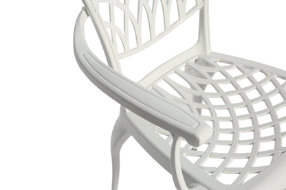 3 Piece Patio Bistro Set Cast Aluminum Bistro Table and Chairs Set of 2 with Umbrella Hole,All Weather Metal Bistro Table Set,Outdoor Patio Furniture Set for Garden with cushion White - 1st Choice Furniture Direct