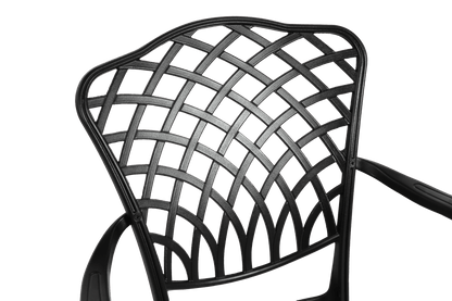 3 Piece Patio Bistro Set Cast Aluminum Bistro Table and Chairs Set of 2 with Umbrella Hole,All Weather Metal Bistro Table Set,Outdoor Patio Furniture Set for Garden Black with cushion - 1st Choice Furniture Direct