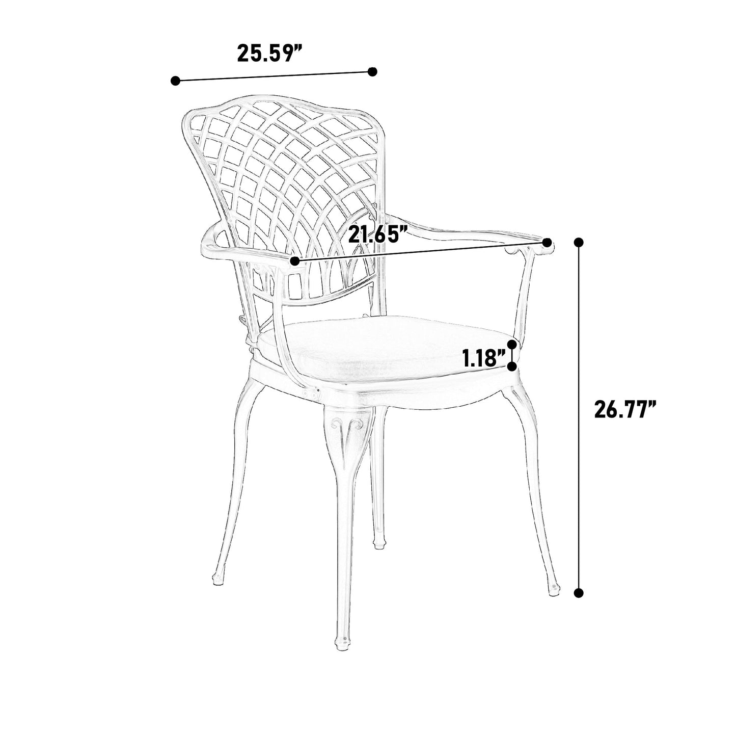 3 Piece Patio Bistro Set Cast Aluminum Bistro Table and Chairs Set of 2 with Umbrella Hole,All Weather Metal Bistro Table Set,Outdoor Patio Furniture Set for Garden with cushion White - 1st Choice Furniture Direct