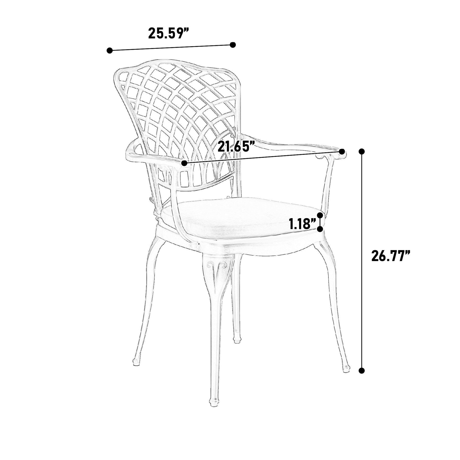 3 Piece Patio Bistro Set Cast Aluminum Bistro Table and Chairs Set of 2 with Umbrella Hole,All Weather Metal Bistro Table Set,Outdoor Patio Furniture Set for Garden with cushion White - 1st Choice Furniture Direct