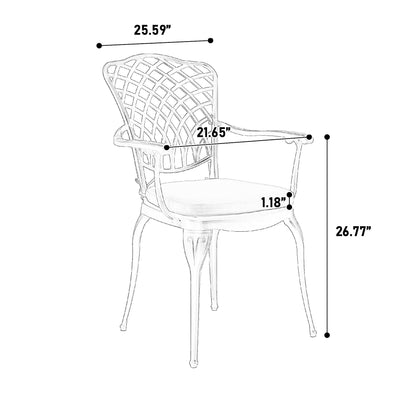3 Piece Patio Bistro Set Cast Aluminum Bistro Table and Chairs Set of 2 with Umbrella Hole,All Weather Metal Bistro Table Set,Outdoor Patio Furniture Set for Garden with cushion White - 1st Choice Furniture Direct