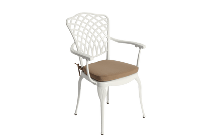 3 Piece Patio Bistro Set Cast Aluminum Bistro Table and Chairs Set of 2 with Umbrella Hole,All Weather Metal Bistro Table Set,Outdoor Patio Furniture Set for Garden with cushion White - 1st Choice Furniture Direct