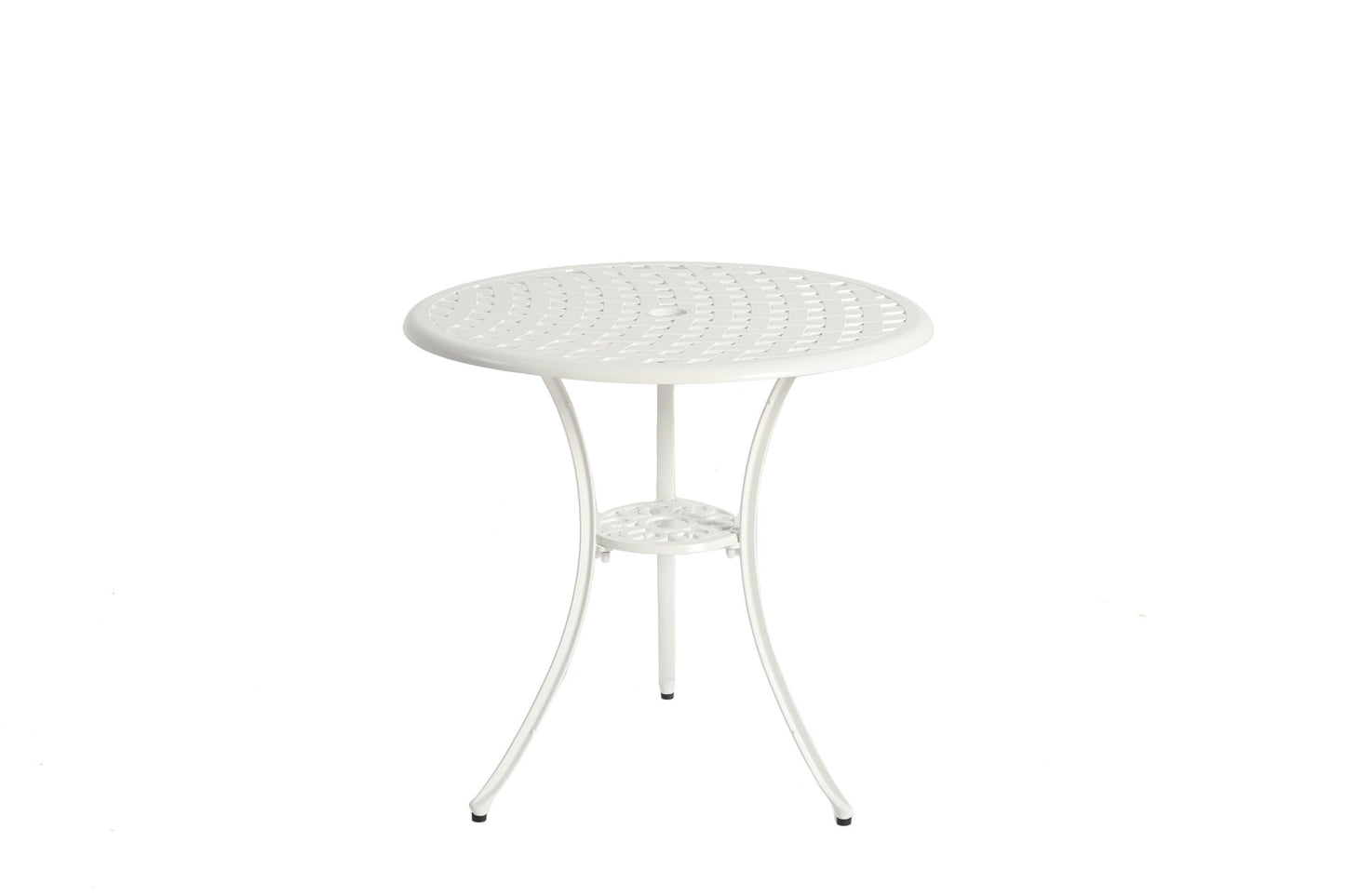 3 Piece Patio Bistro Set Cast Aluminum Bistro Table and Chairs Set of 2 with Umbrella Hole,All Weather Metal Bistro Table Set,Outdoor Patio Furniture Set for Garden with cushion White - 1st Choice Furniture Direct