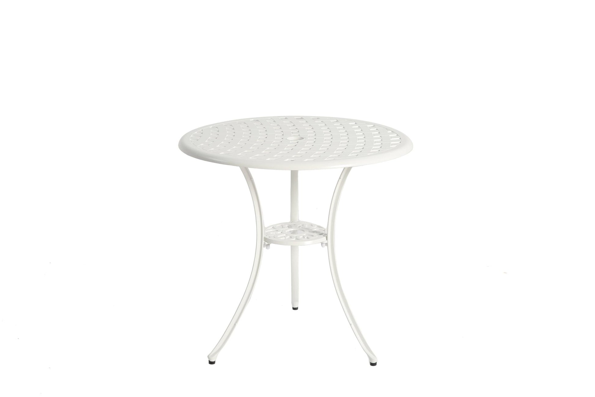 3 Piece Patio Bistro Set Cast Aluminum Bistro Table and Chairs Set of 2 with Umbrella Hole,All Weather Metal Bistro Table Set,Outdoor Patio Furniture Set for Garden with cushion White - 1st Choice Furniture Direct
