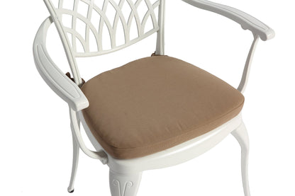 3 Piece Patio Bistro Set Cast Aluminum Bistro Table and Chairs Set of 2 with Umbrella Hole,All Weather Metal Bistro Table Set,Outdoor Patio Furniture Set for Garden with cushion White - 1st Choice Furniture Direct