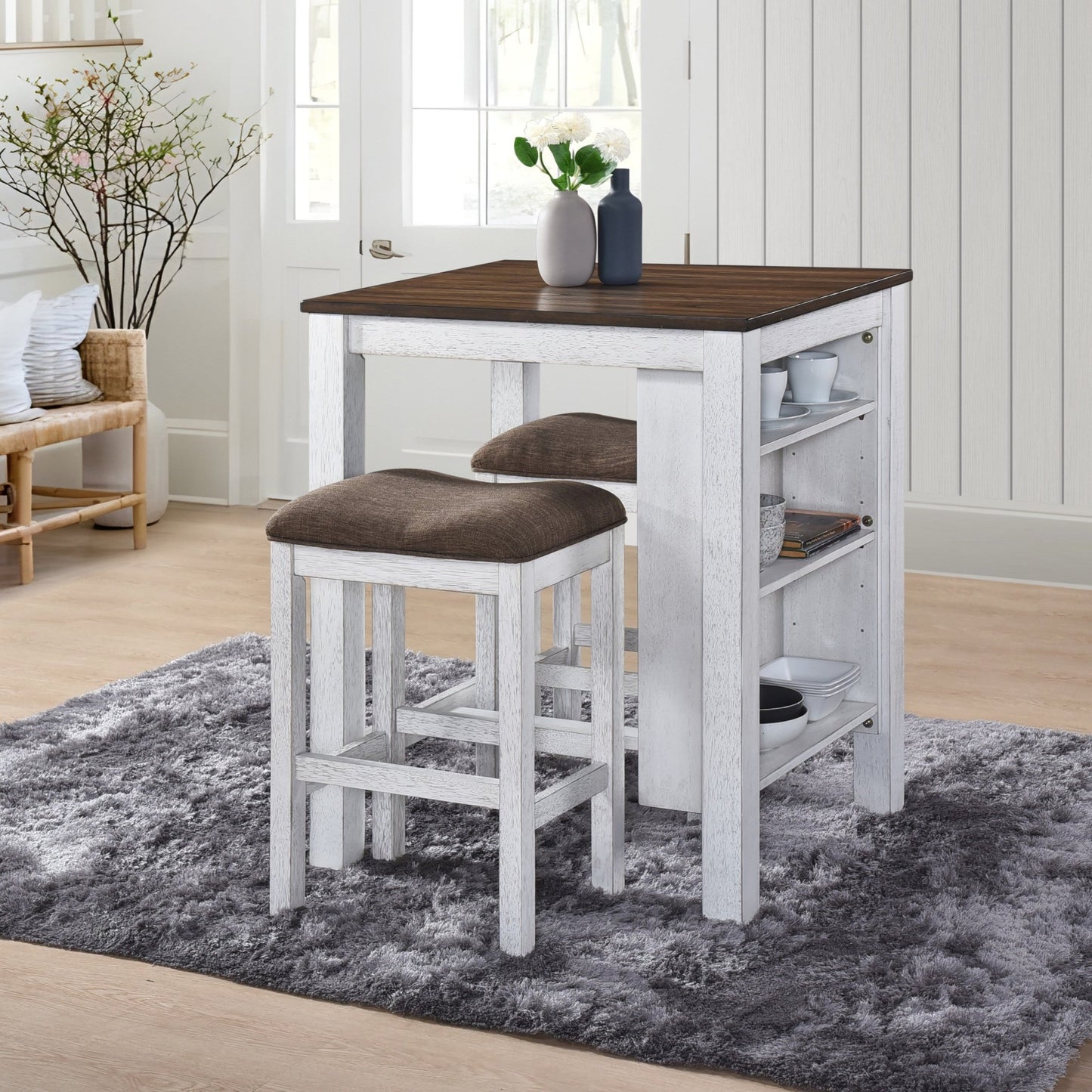 3 Pieces Counter Set Storage Space For Small Space Modern Farmhouse Design Retro Design Easy to Assembly - 1st Choice Furniture Direct