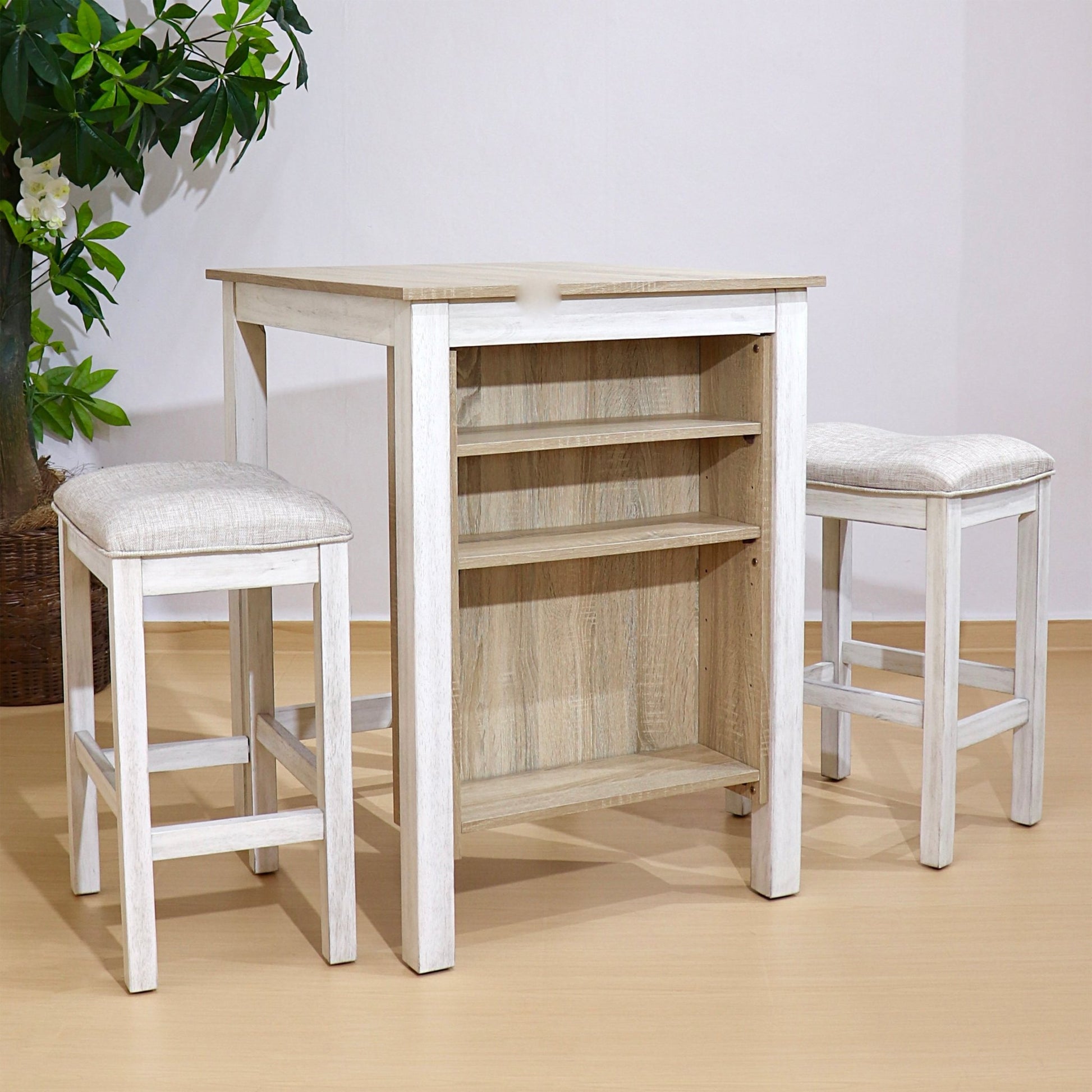 3 Pieces Counter Set Storage Space For Small Space Modern Farmhouse Design Retro Design Easy to Assembly - 1st Choice Furniture Direct