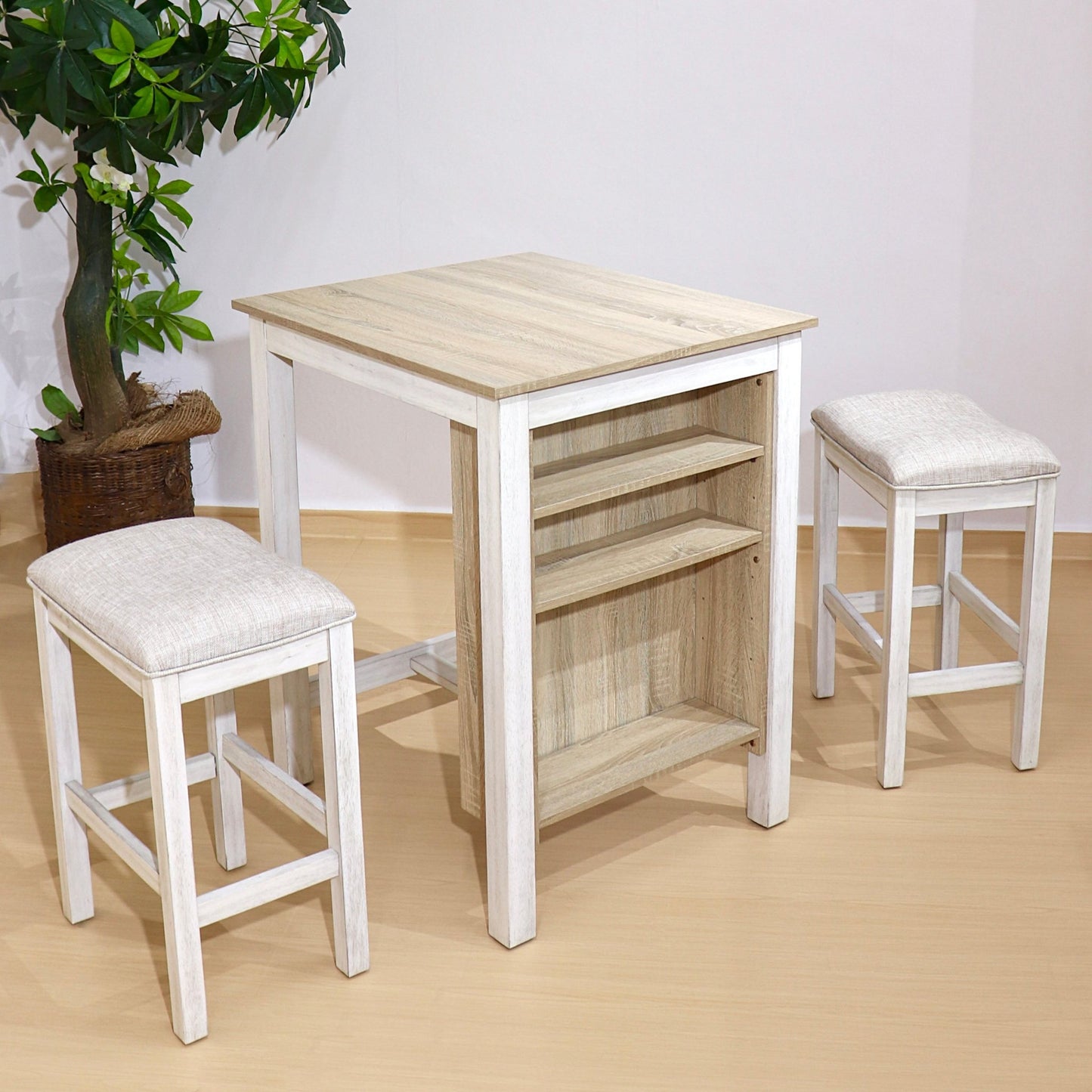 3 Pieces Counter Set Storage Space For Small Space Modern Farmhouse Design Retro Design Easy to Assembly - 1st Choice Furniture Direct