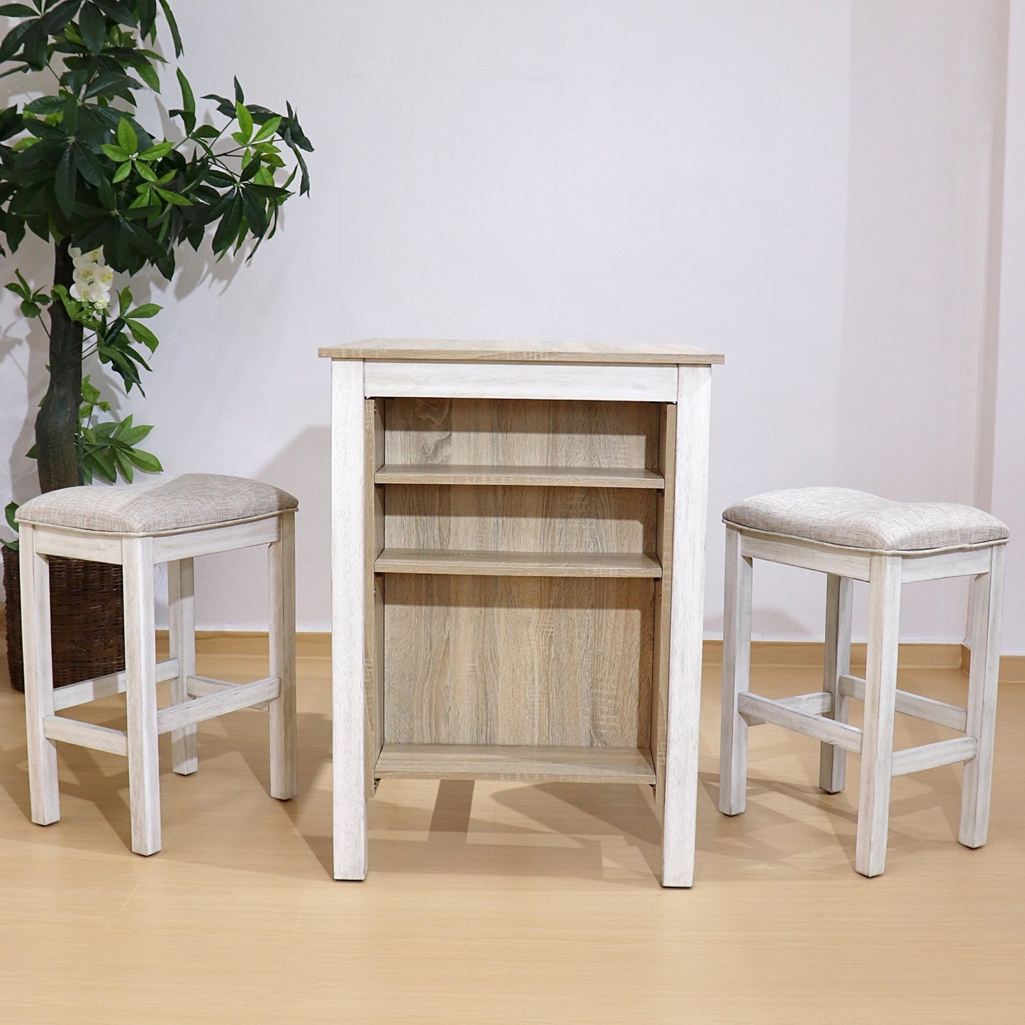 3 Pieces Counter Set Storage Space For Small Space Modern Farmhouse Design Retro Design Easy to Assembly - 1st Choice Furniture Direct