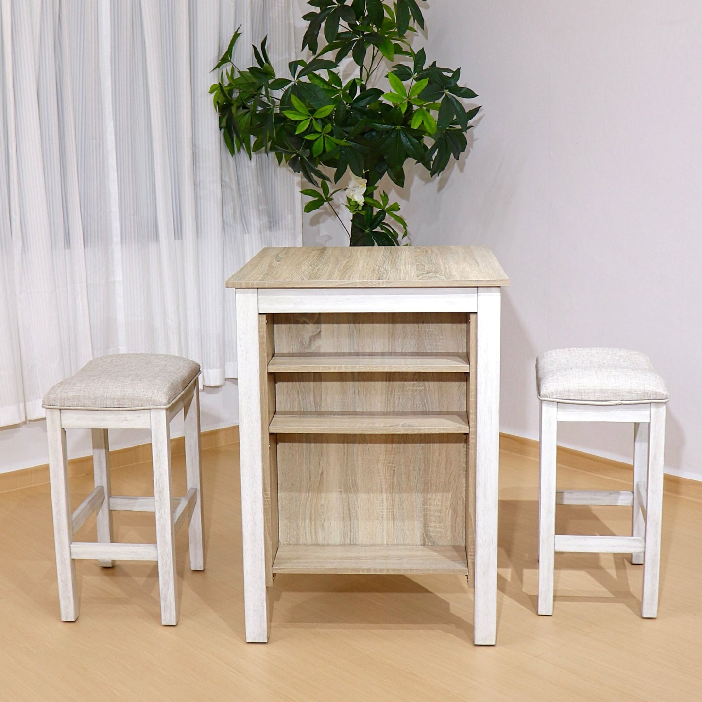 3 Pieces Counter Set Storage Space For Small Space Modern Farmhouse Design Retro Design Easy to Assembly - 1st Choice Furniture Direct