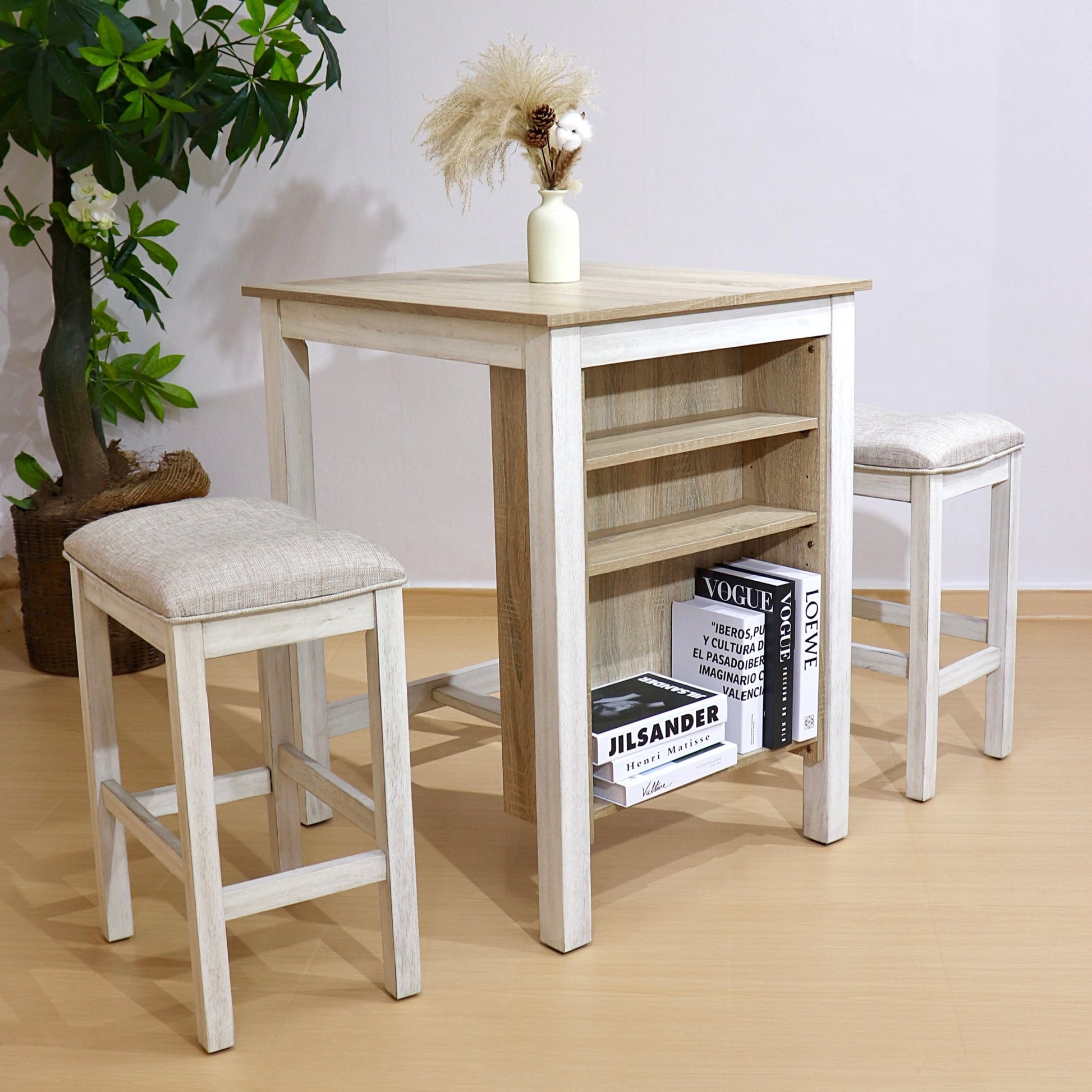 3 Pieces Counter Set Storage Space For Small Space Modern Farmhouse Design Retro Design Easy to Assembly - 1st Choice Furniture Direct