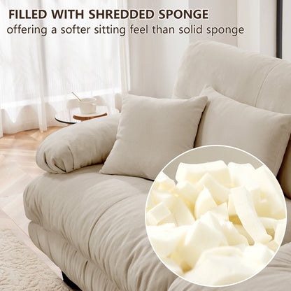 3 Seater Chenille Sofa with Ottomans – Light Coffee Cloud Couch - 1st Choice Furniture Direct