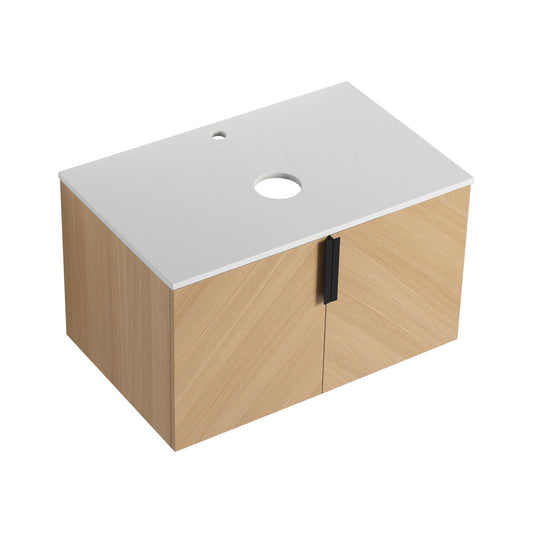 30' Bathroom Vanity With Top Artificial Stone Slab, 2 - Soft Close Door, Wall - Mounted Mounting Design, KD - Packing (Vanity Only, Without Sink) - 1st Choice Furniture Direct