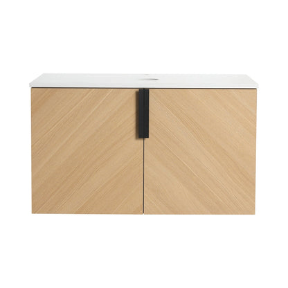 30' Bathroom Vanity With Top Artificial Stone Slab, 2 - Soft Close Door, Wall - Mounted Mounting Design, KD - Packing (Vanity Only, Without Sink) - 1st Choice Furniture Direct