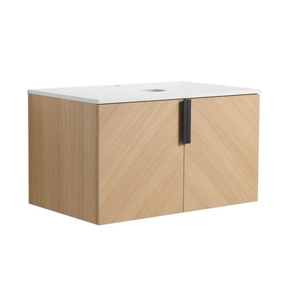 30' Bathroom Vanity With Top Artificial Stone Slab, 2 - Soft Close Door, Wall - Mounted Mounting Design, KD - Packing (Vanity Only, Without Sink) - 1st Choice Furniture Direct