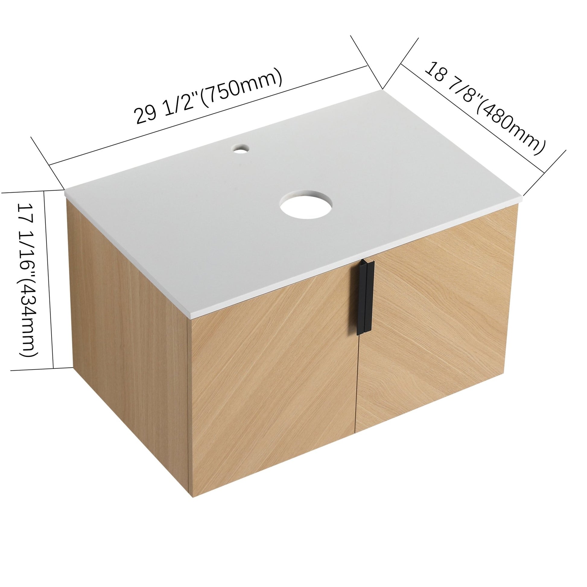 30' Bathroom Vanity With Top Artificial Stone Slab, 2 - Soft Close Door, Wall - Mounted Mounting Design, KD - Packing (Vanity Only, Without Sink) - 1st Choice Furniture Direct