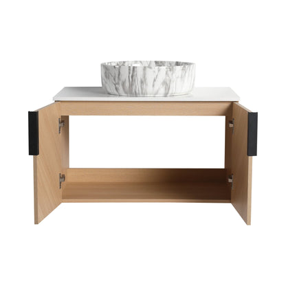 30' Bathroom Vanity With Top Ceramic Art Sink and Artificial Stone Slab, 2 - Soft Close Door, Wall - Mounted Mounting Design, Plywood (KD - Packing) - 1st Choice Furniture Direct