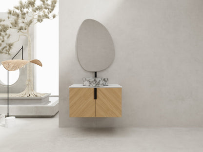 30' Bathroom Vanity With Top Ceramic Art Sink and Artificial Stone Slab, 2 - Soft Close Door, Wall - Mounted Mounting Design, Plywood (KD - Packing) - 1st Choice Furniture Direct