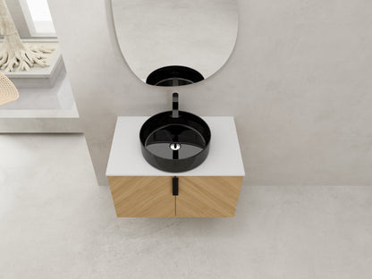 30' Bathroom Vanity With Top Ceramic Art Sink and Artificial Stone Slab, 2 - Soft Close Door, Wall - Mounted Mounting Design, Plywood (KD - Packing) - 1st Choice Furniture Direct