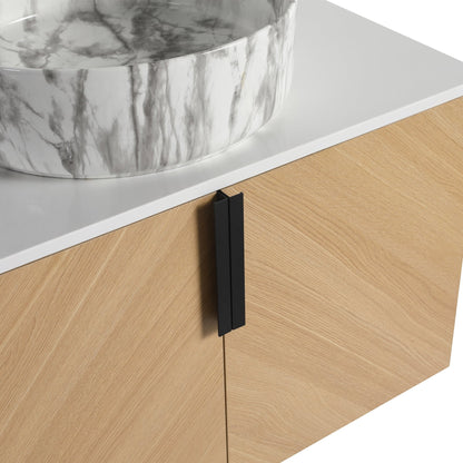 30' Bathroom Vanity With Top Ceramic Art Sink and Artificial Stone Slab, 2 - Soft Close Door, Wall - Mounted Mounting Design, Plywood (KD - Packing) - 1st Choice Furniture Direct