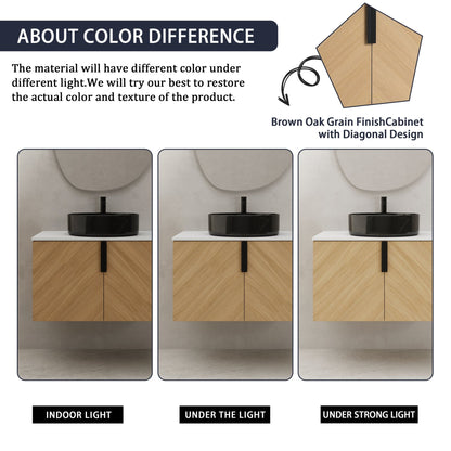 30' Bathroom Vanity With Top Ceramic Art Sink and Artificial Stone Slab, 2 - Soft Close Door, Wall - Mounted Mounting Design, Plywood (KD - Packing) - 1st Choice Furniture Direct