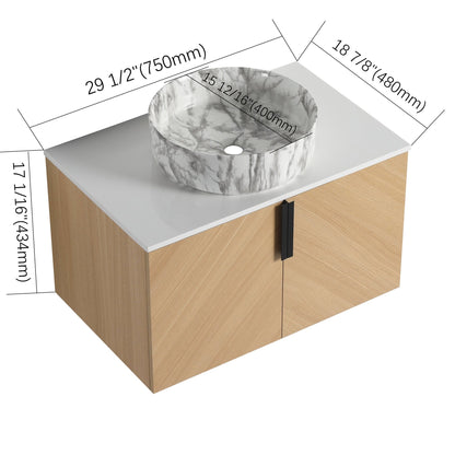 30' Bathroom Vanity With Top Ceramic Art Sink and Artificial Stone Slab, 2 - Soft Close Door, Wall - Mounted Mounting Design, Plywood (KD - Packing) - 1st Choice Furniture Direct