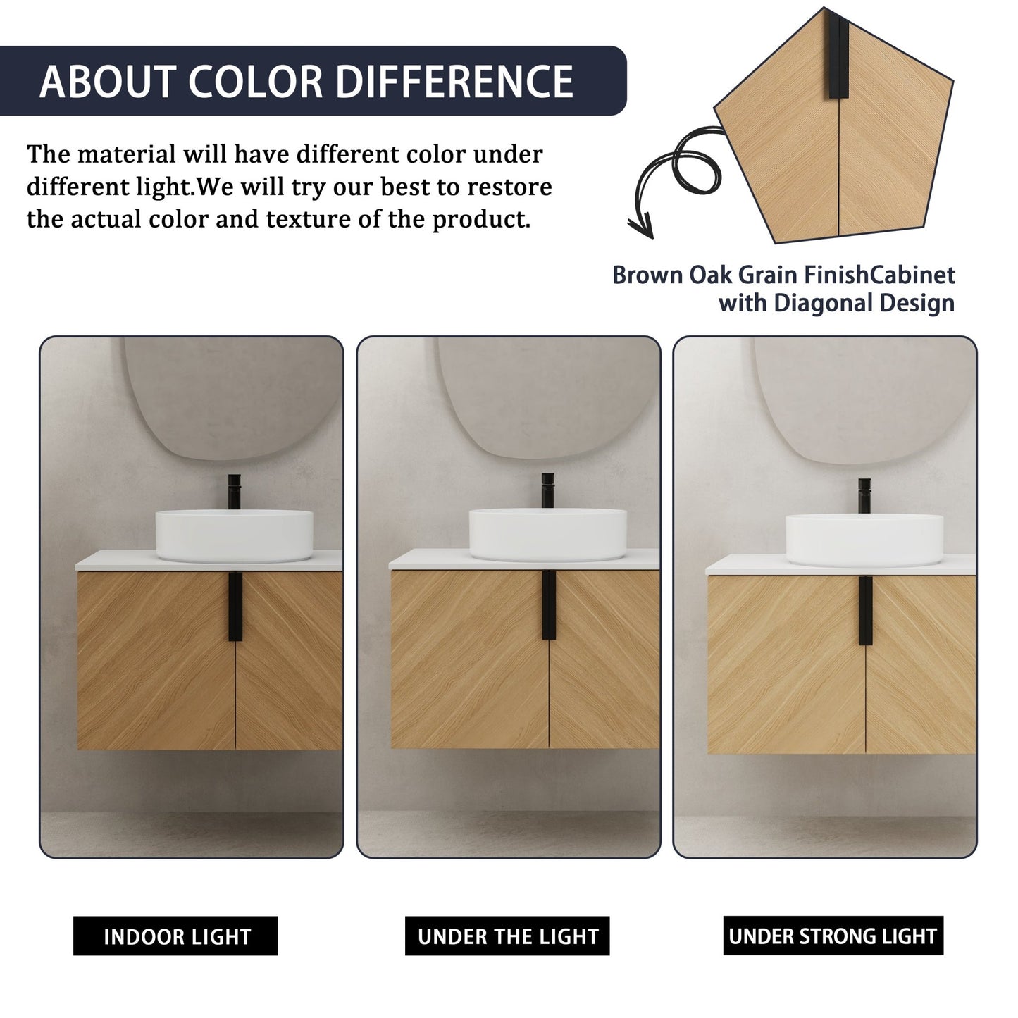 30' Bathroom Vanity With Top Ceramic Art Sink and Artificial Stone Slab, 2 - Soft Close Door, Wall - Mounted Mounting Design, Plywood (KD - Packing) - 1st Choice Furniture Direct