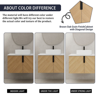 30' Bathroom Vanity With Top Ceramic Art Sink and Artificial Stone Slab, 2 - Soft Close Door, Wall - Mounted Mounting Design, Plywood (KD - Packing) - 1st Choice Furniture Direct