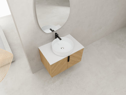 30' Bathroom Vanity With Top Ceramic Art Sink and Artificial Stone Slab, 2 - Soft Close Door, Wall - Mounted Mounting Design, Plywood (KD - Packing) - 1st Choice Furniture Direct