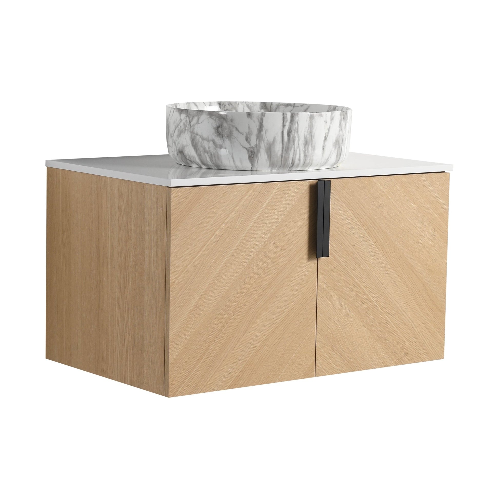 30' Bathroom Vanity With Top Ceramic Art Sink and Artificial Stone Slab, 2 - Soft Close Door, Wall - Mounted Mounting Design, Plywood (KD - Packing) - 1st Choice Furniture Direct